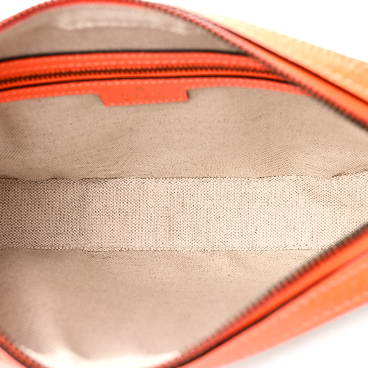 Gucci GG Supreme Monogram Textured Dollar Calfskin Web Ophidia Wristlet Shoulder Bag Beige Ebony Orange 5 of 11