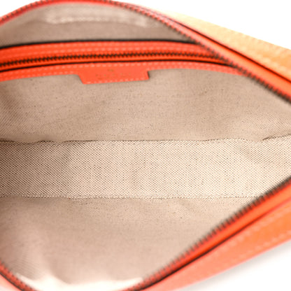 Gucci GG Supreme Monogram Textured Dollar Calfskin Web Ophidia Wristlet Shoulder Bag Beige Ebony Orange 5 of 11