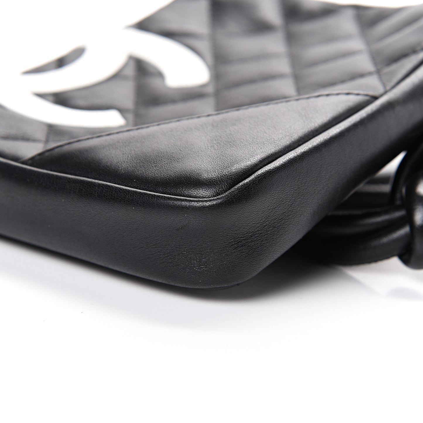 Calfskin Quilted Small Cambon Messenger Black White