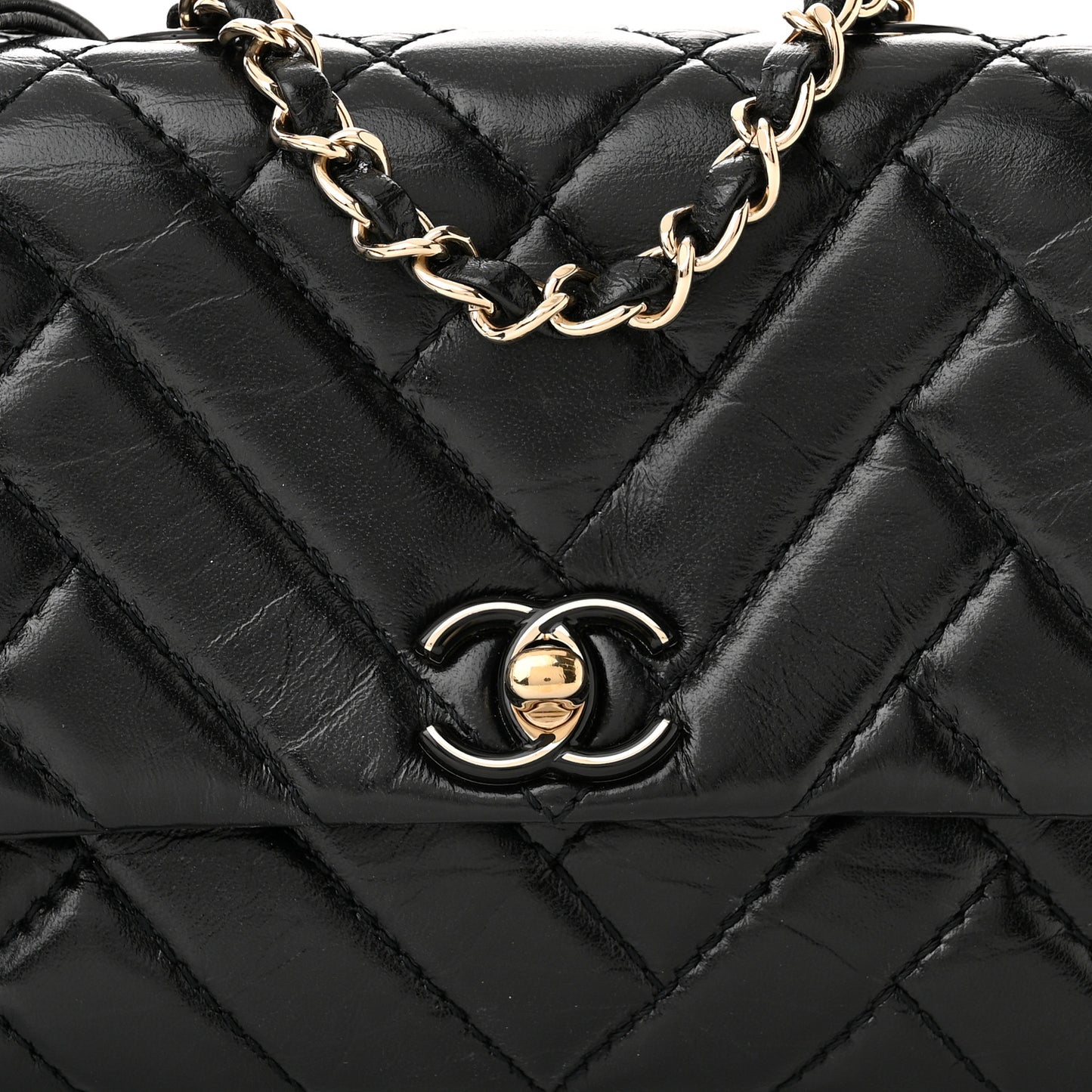Shiny Lambskin Quilted Small Montcoco Flap Black