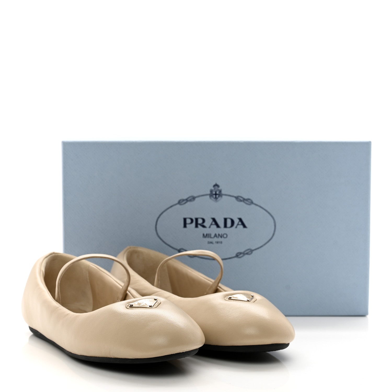 Prada Nappa Soft Padded Triangle Ballet Flats 38 Deserto 9 of 9