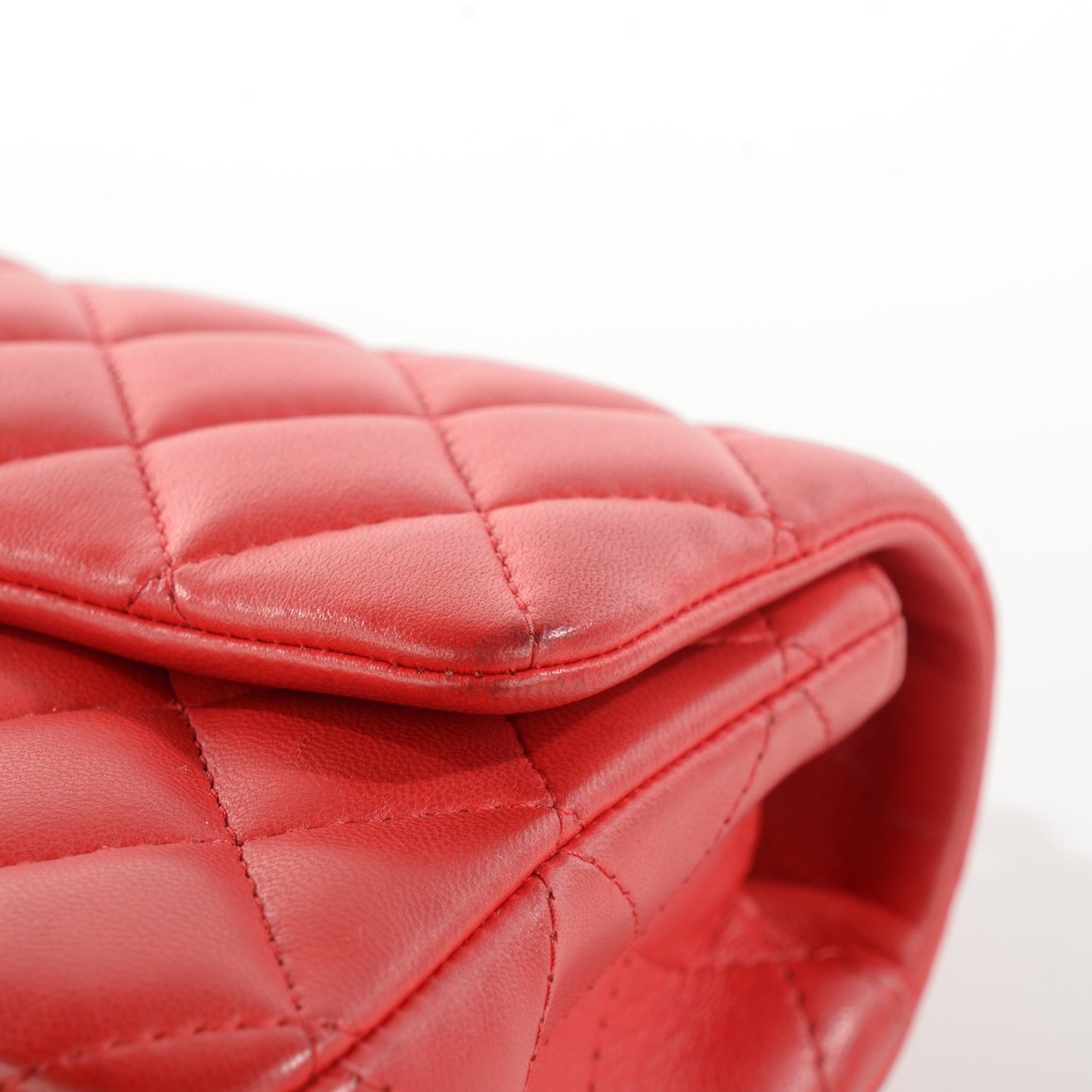 Lambskin Quilted Mini Rectangular Flap Red