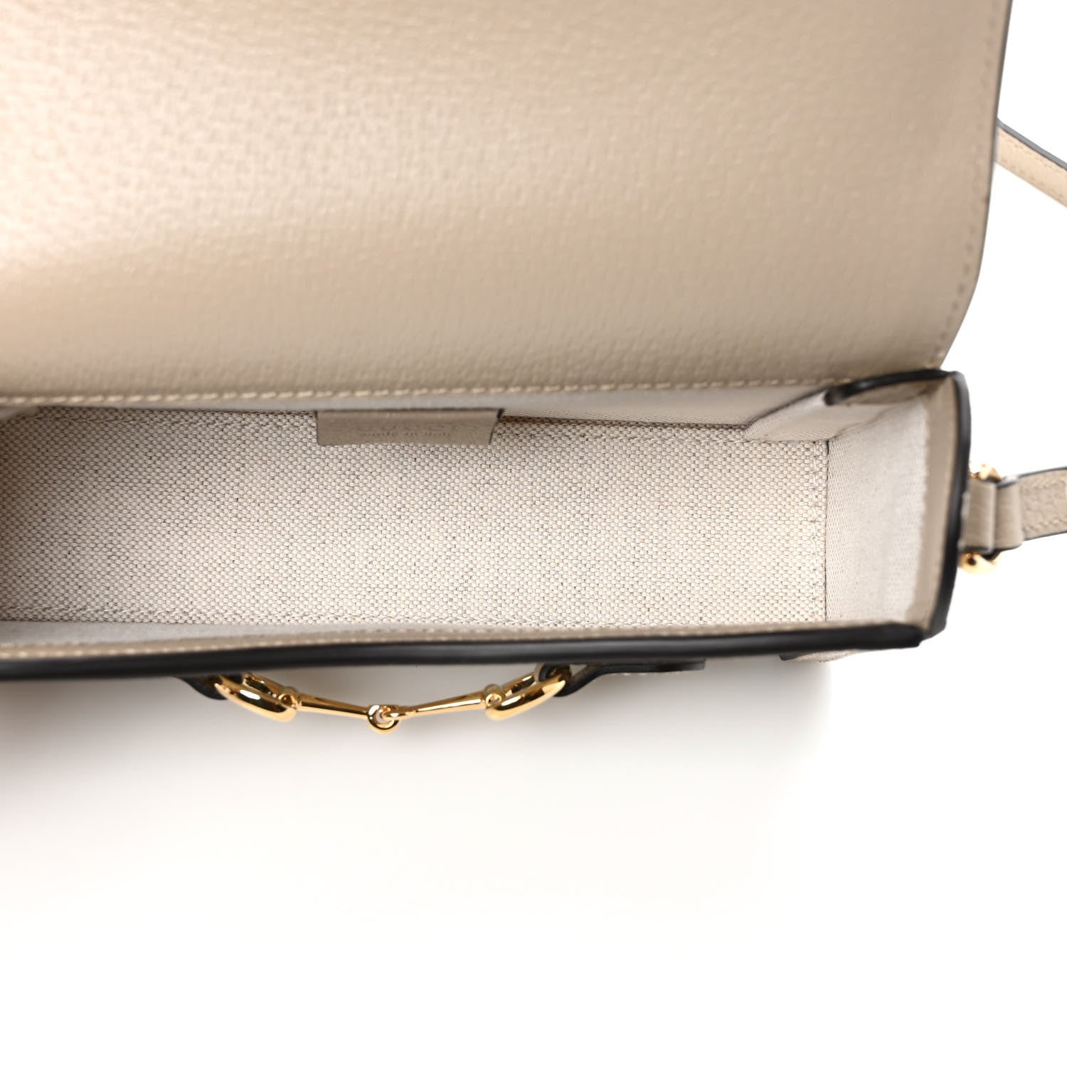 Gucci GG Supreme Monogram Textured Dollar Calfskin Mini Horsebit 1955 Shoulder Bag Beige Mystic White Oatmeal 5 of 9