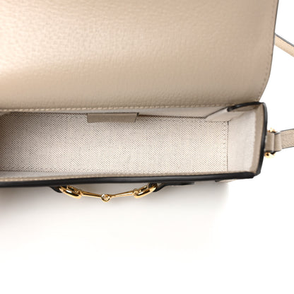 Gucci GG Supreme Monogram Textured Dollar Calfskin Mini Horsebit 1955 Shoulder Bag Beige Mystic White Oatmeal 5 of 9