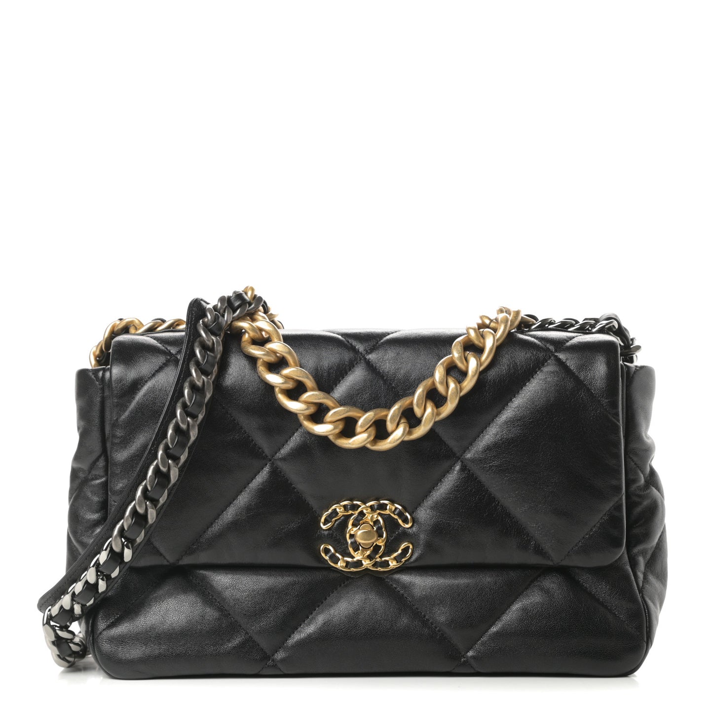 Lambskin Quilted Large Chanel 19 Flap Black
