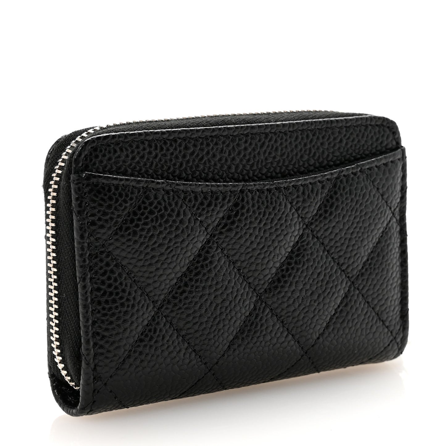 Caviar Quilted Zip Coin Purse Black
