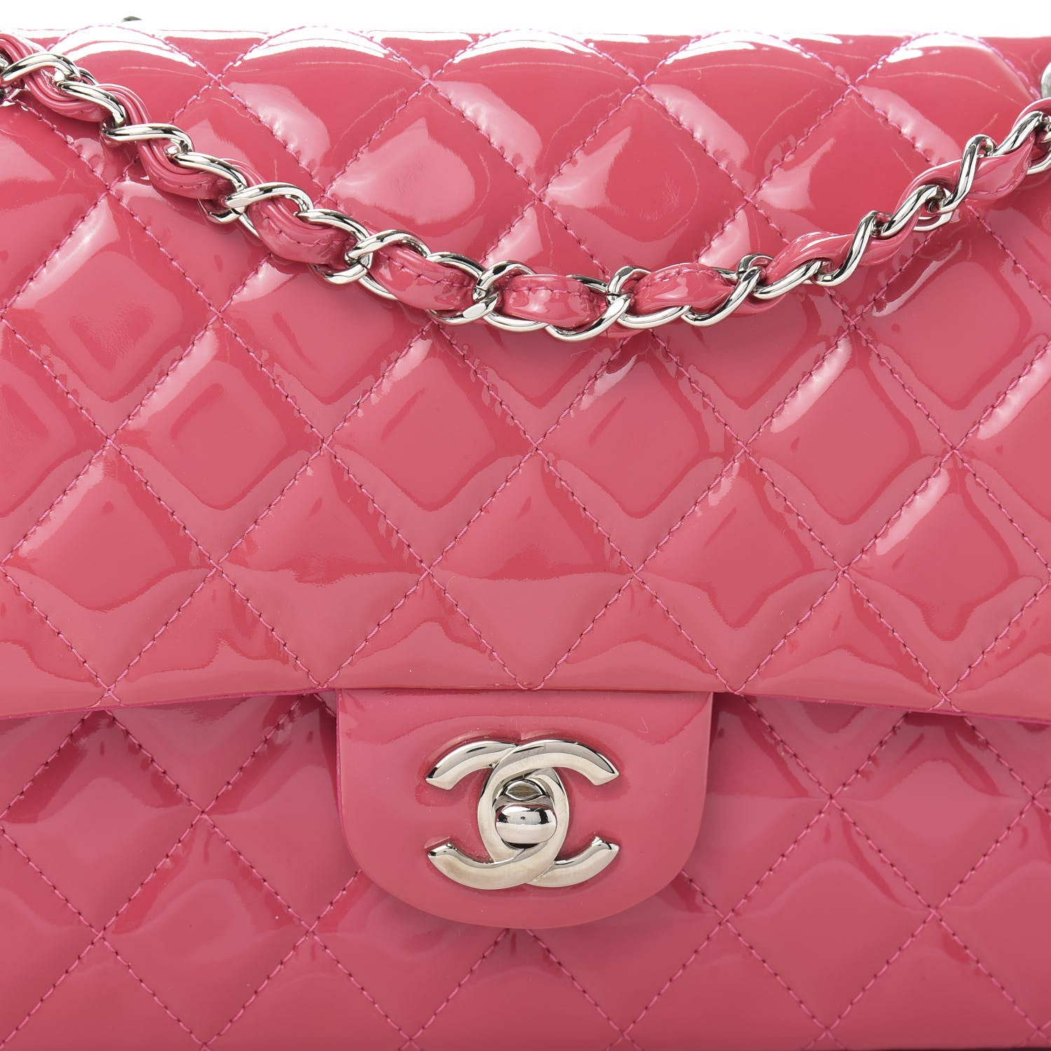 Chanel Patent Quilted Medium Double Flap Fuchsia 12 of 13