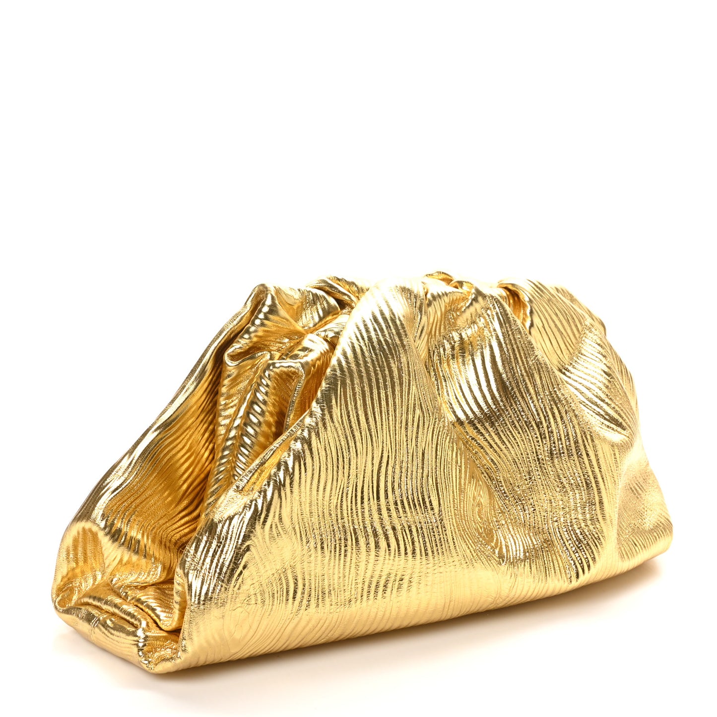 Metallic Bark Calfskin Embossed The Pouch Oversized Clutch Oro
