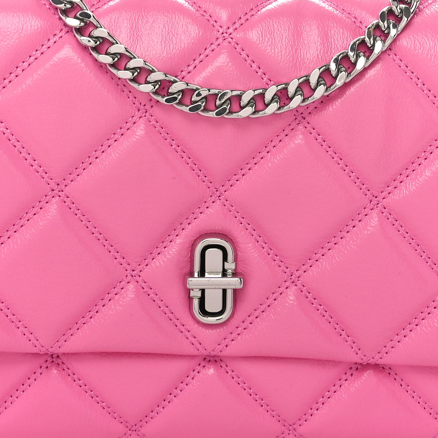 Marc Jacobs Lambskin Quilted Dual Convertible Medium Shoulder Bag Bow Pink 8 of 10