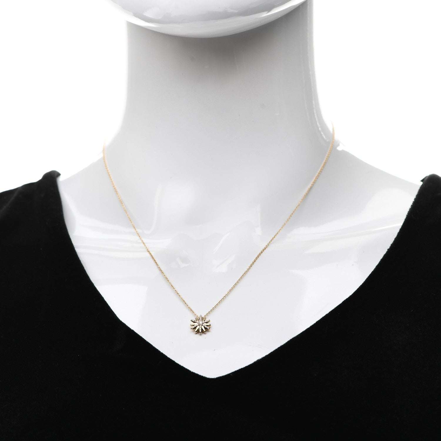 David Yurman 18K Yellow Gold Diamond Petite Starburst Pendant Necklace 2 of 5
