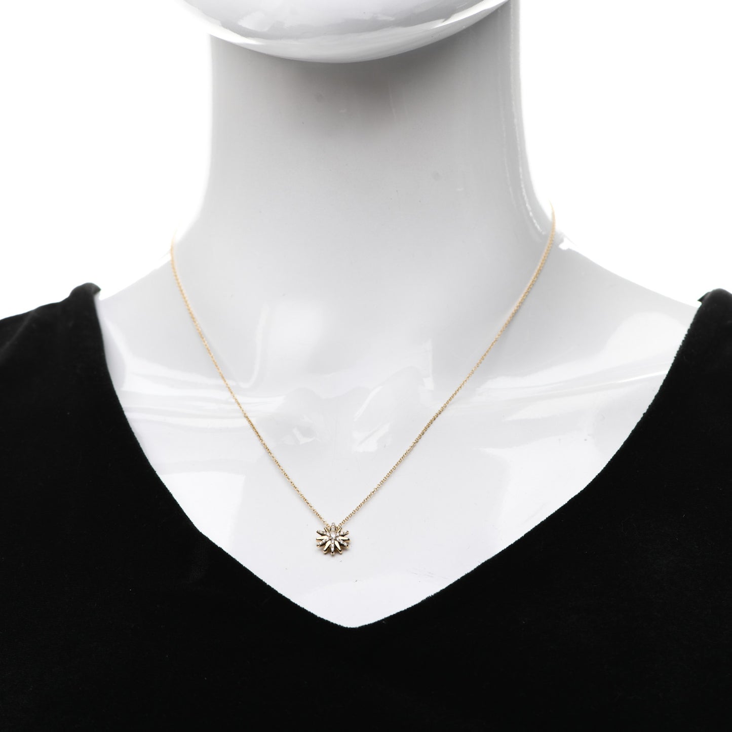 18K Yellow Gold Diamond Petite Starburst Pendant Necklace