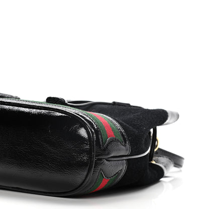Gucci Suede Patent Web Small Ophidia Bucket Bag Black 9 of 11