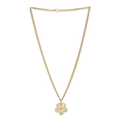 Chanel Crystal CC Flower Pendant Necklace Gold 3 of 5