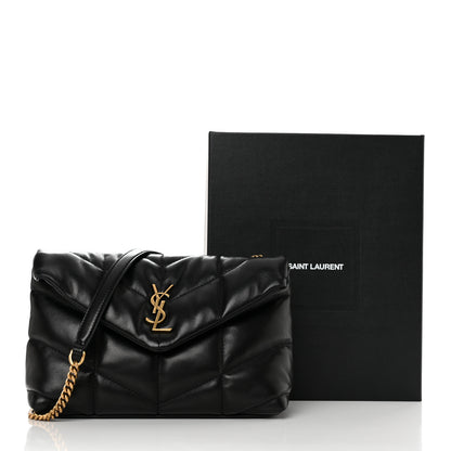 Saint Laurent Lambskin Quilted Toy Loulou Puffer Monogram Chain Satchel Black 12 of 12