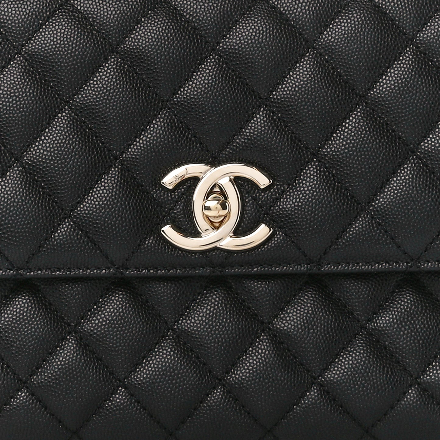 Caviar Quilted Small Coco Handle Flap Black