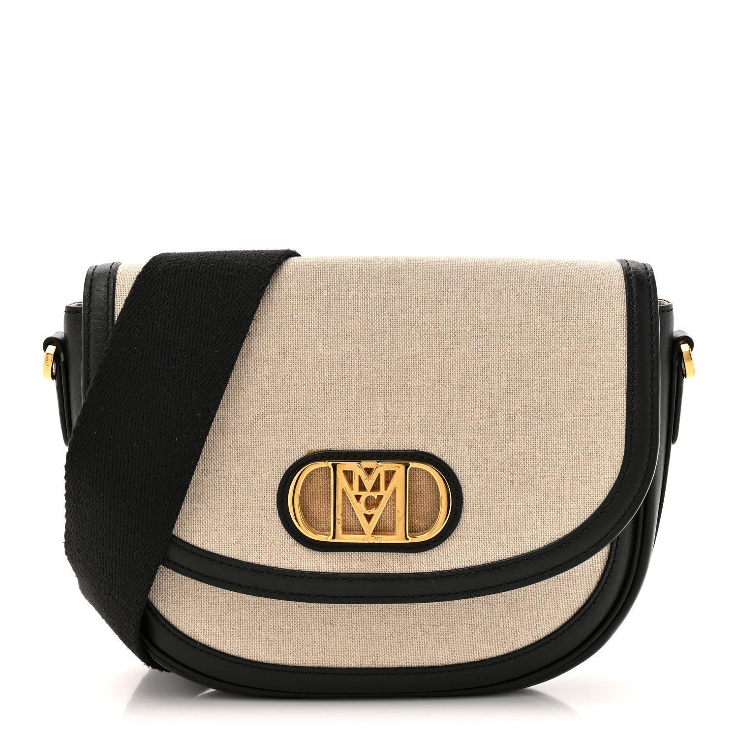 MCM Calfskin Linen Small Travia Crossbody Black 1 of 12