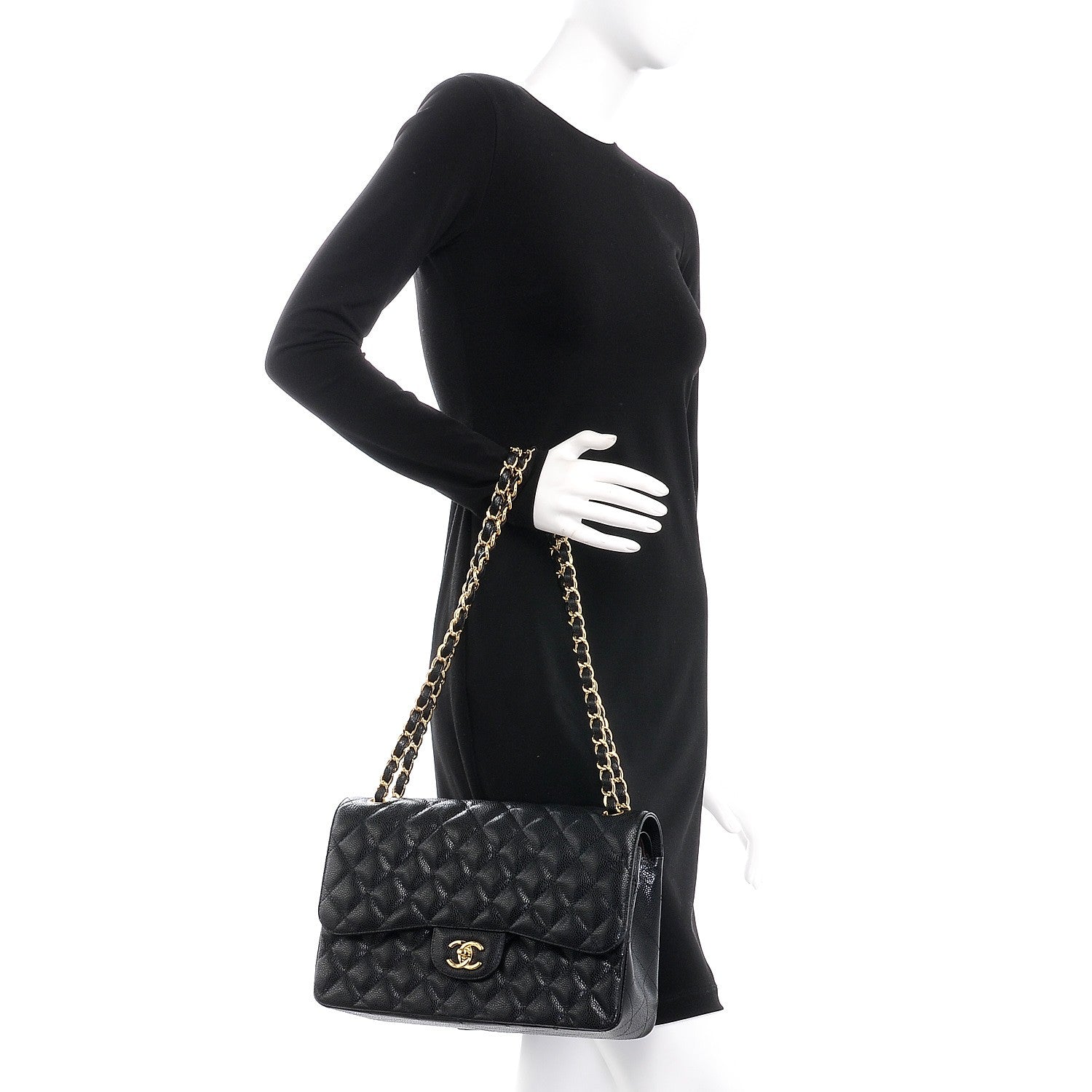 Chanel Caviar Quilted Jumbo Double Flap Black 2 of 9