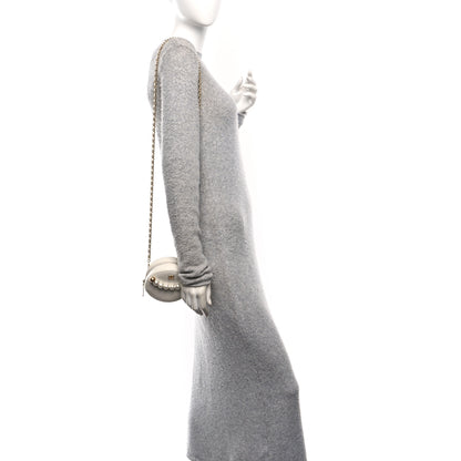 Chanel Lambskin Quilted Pearl Round Clutch With Chain White 2 of 11