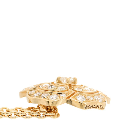 Chanel 18K Yellow Gold Diamond Bouton de Camelia Pendant Necklace 4 of 6