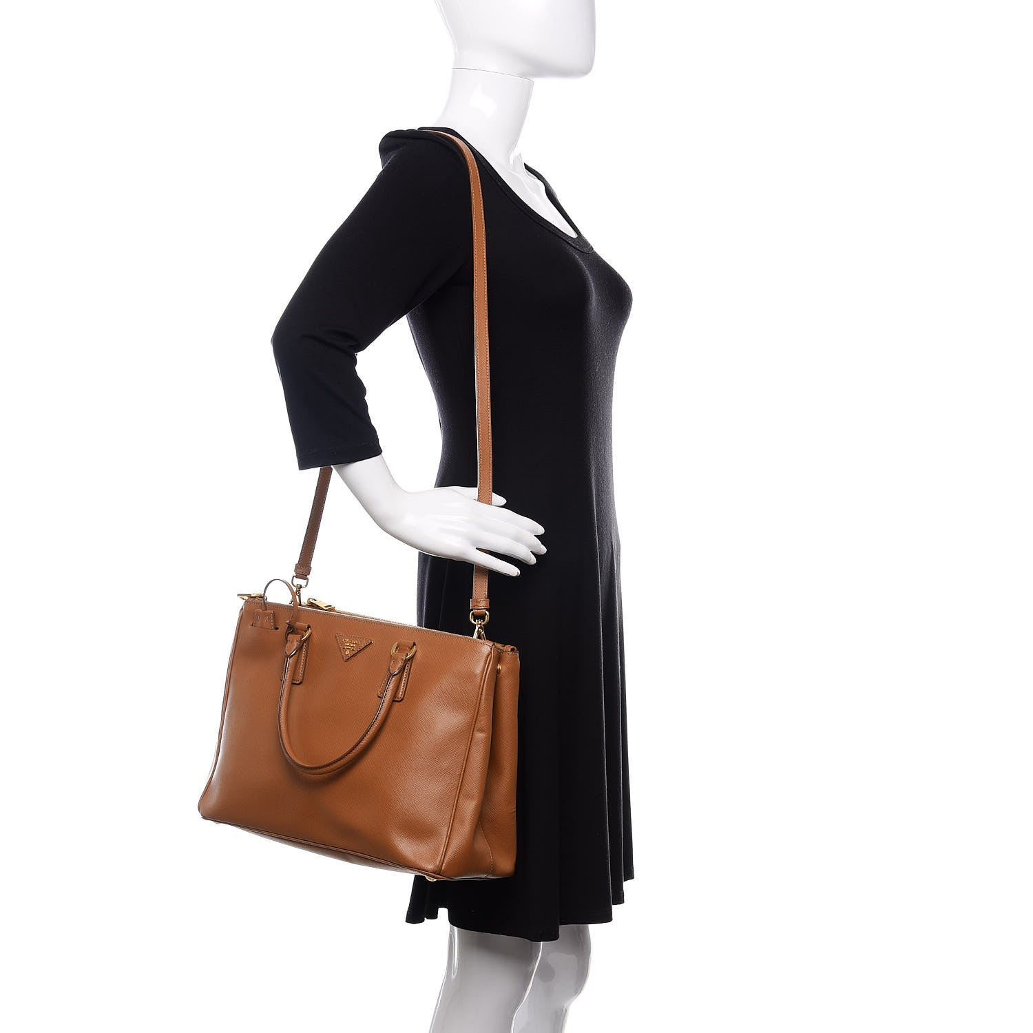 Prada Saffiano Medium Galleria Double Zip Tote Caramel 2 of 16