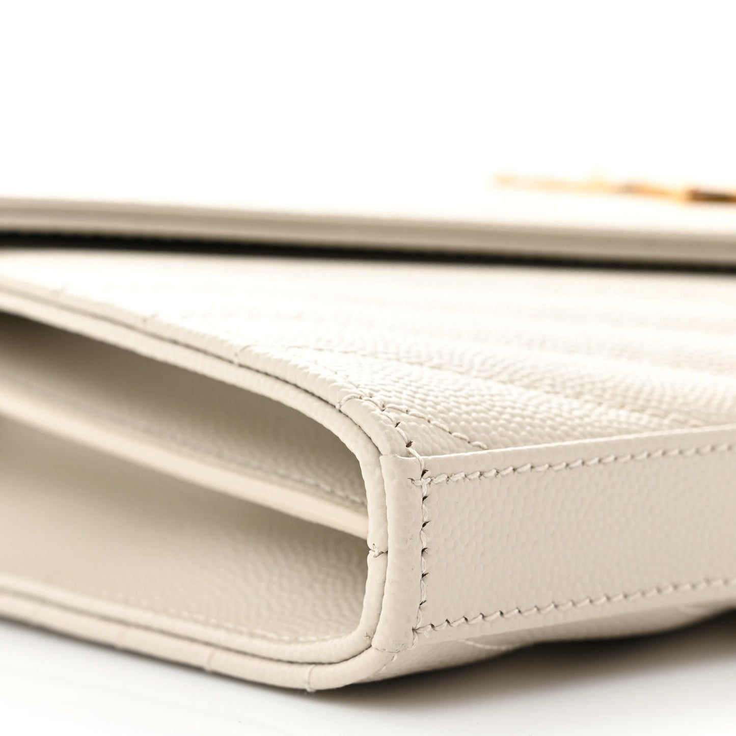 Grain De Poudre Matelasse Chevron Monogram Chain Wallet Crema Soft