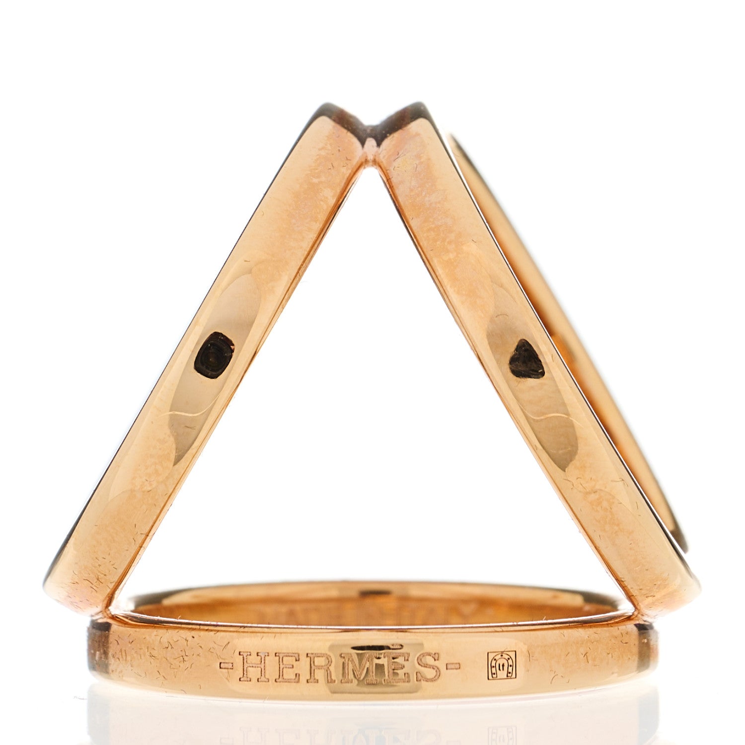 Hermes Permabrass Gold Plated Trio Scarf Ring 2 of 5