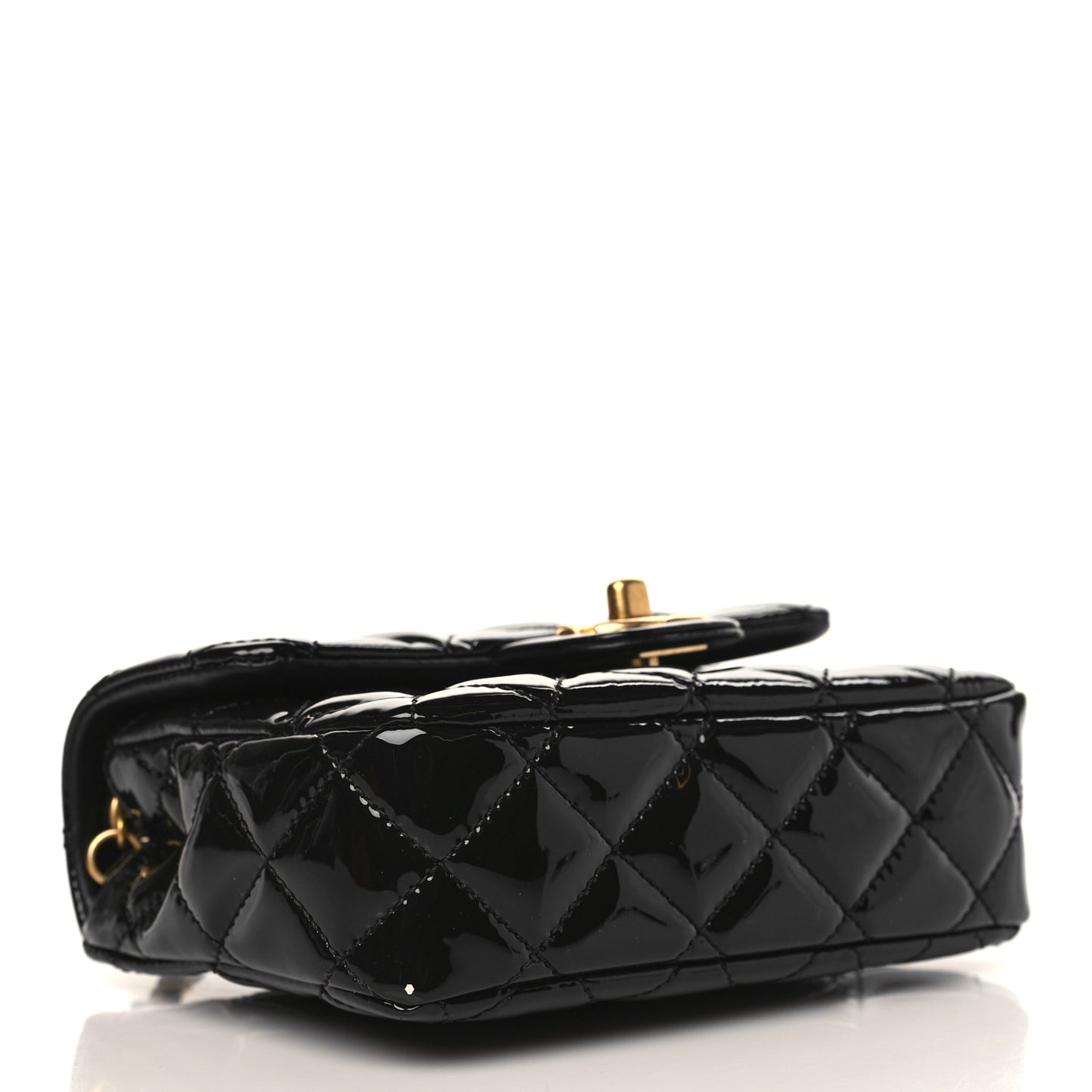 Patent Enamel Quilted Mini Coco Hearts Square Flap Black