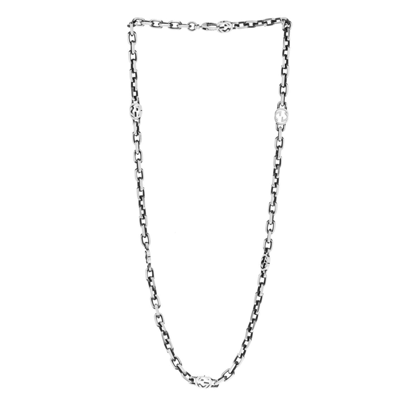 Sterling Silver Interlocking GG Chain Necklace