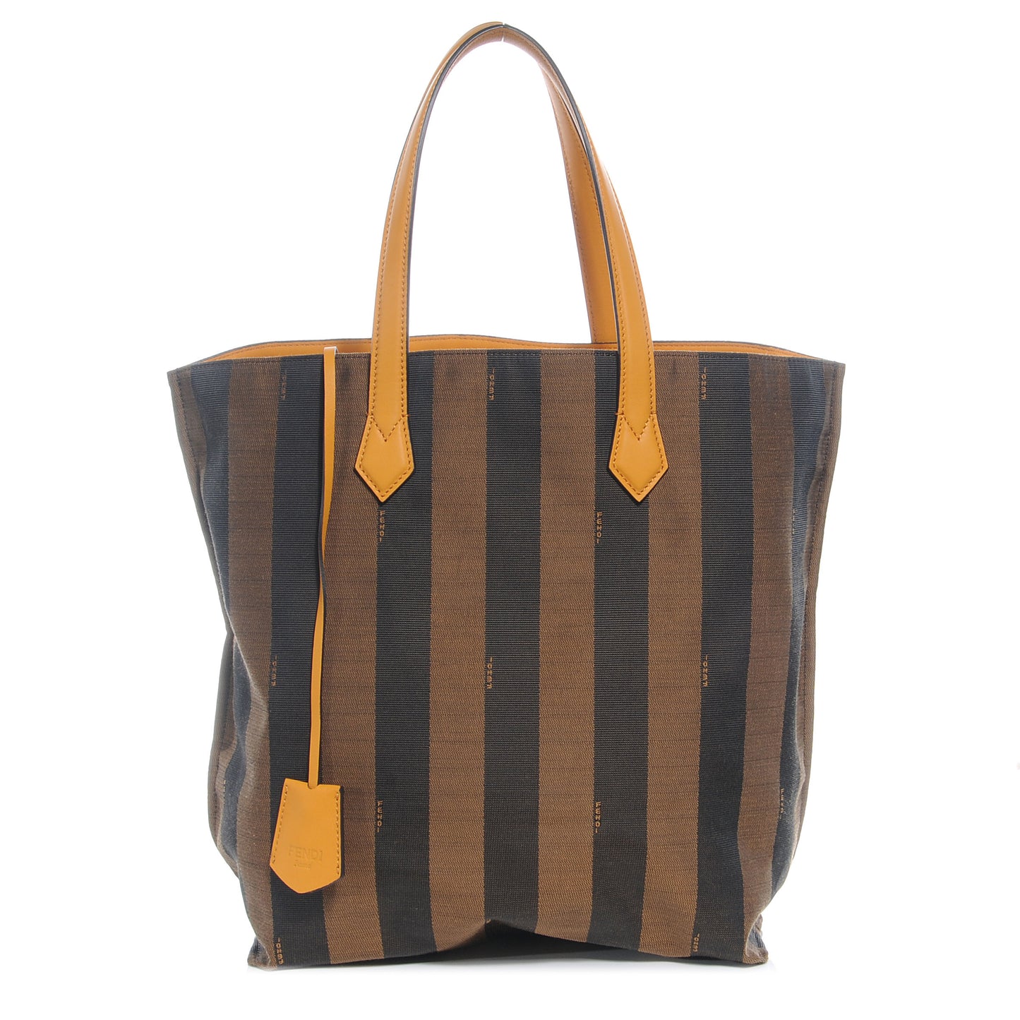 Jacquard Calfskin Pequin All In Shopper Tote Tobacco Yellow