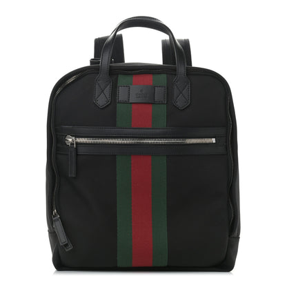 Gucci Techno Canvas Appia Calfskin Web Tote Backpack Black 1 of 13