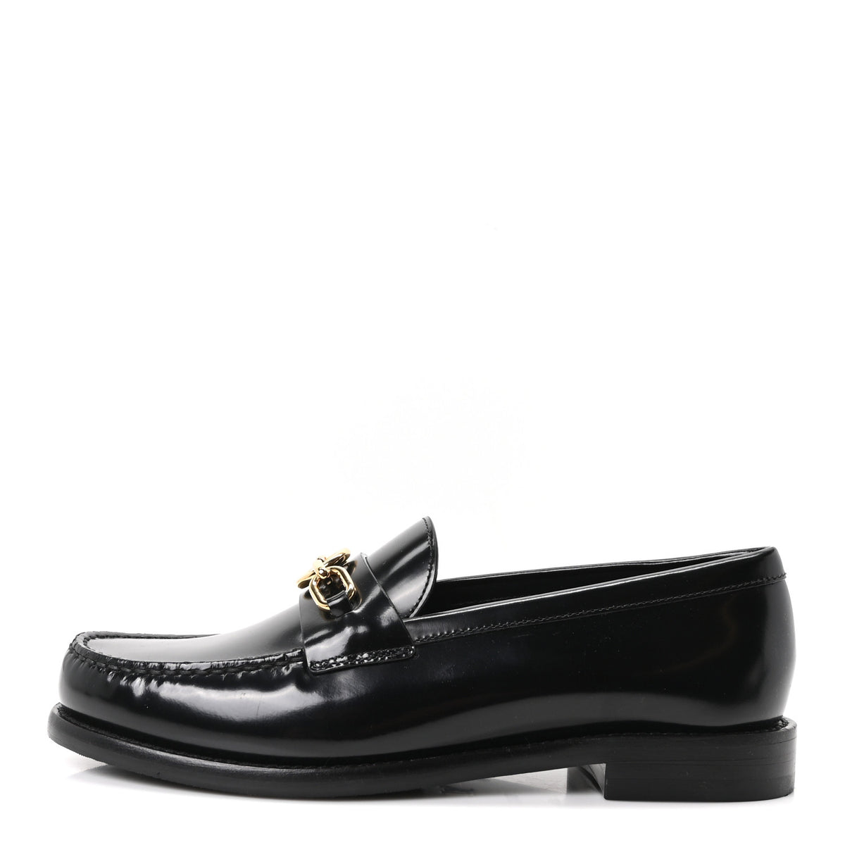 Louis Vuitton Glazed Calfskin Chess Flat Loafers 36.5 Black 1 of 10