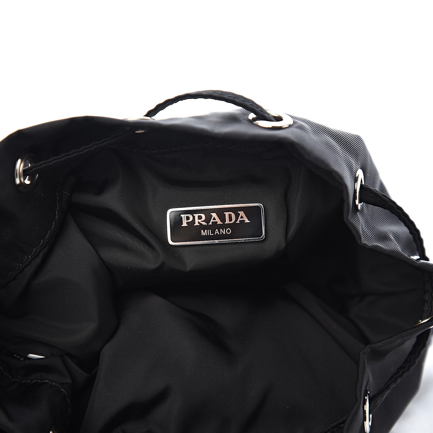 Prada Saffiano Tessuto Nylon Vela Bucket Wristlet Black 6 of 6
