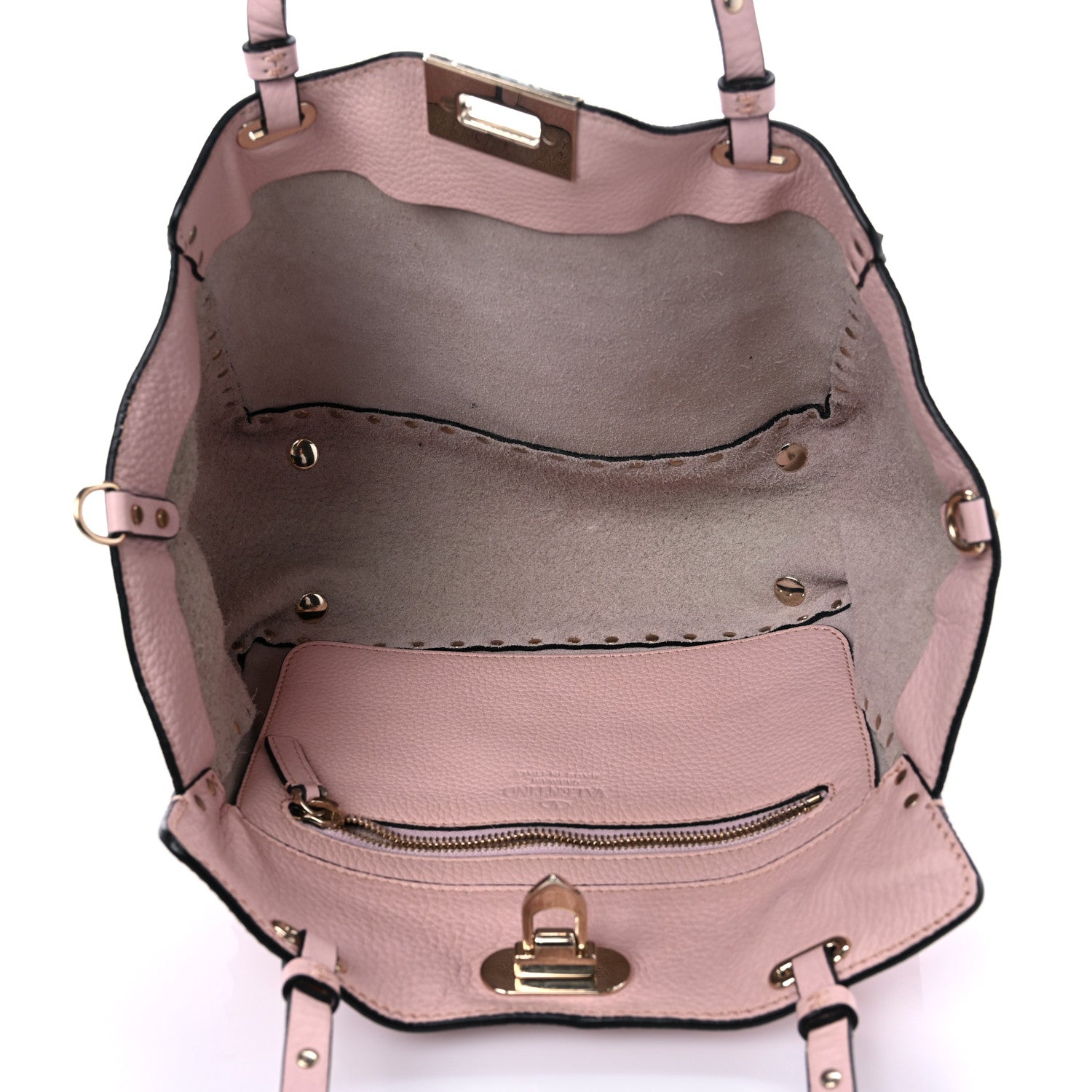 Valentino Garavani Grained Calfskin Small Rockstud Tote Water Rose 5 of 12
