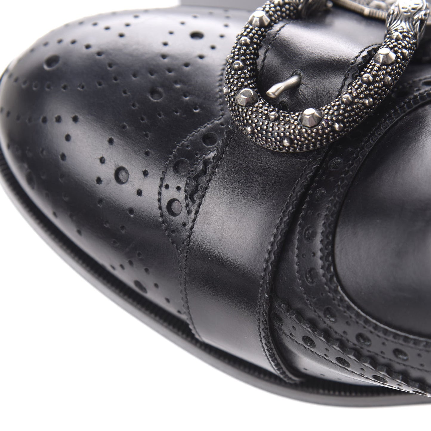 Calfskin Bee Embroidered Mens Queercore Brogue Wingtip Monk Strap Loafers 9 Black