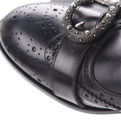 Gucci Calfskin Bee Embroidered Mens Queercore Brogue Wingtip Monk Strap Loafers 9 Black 13 of 13