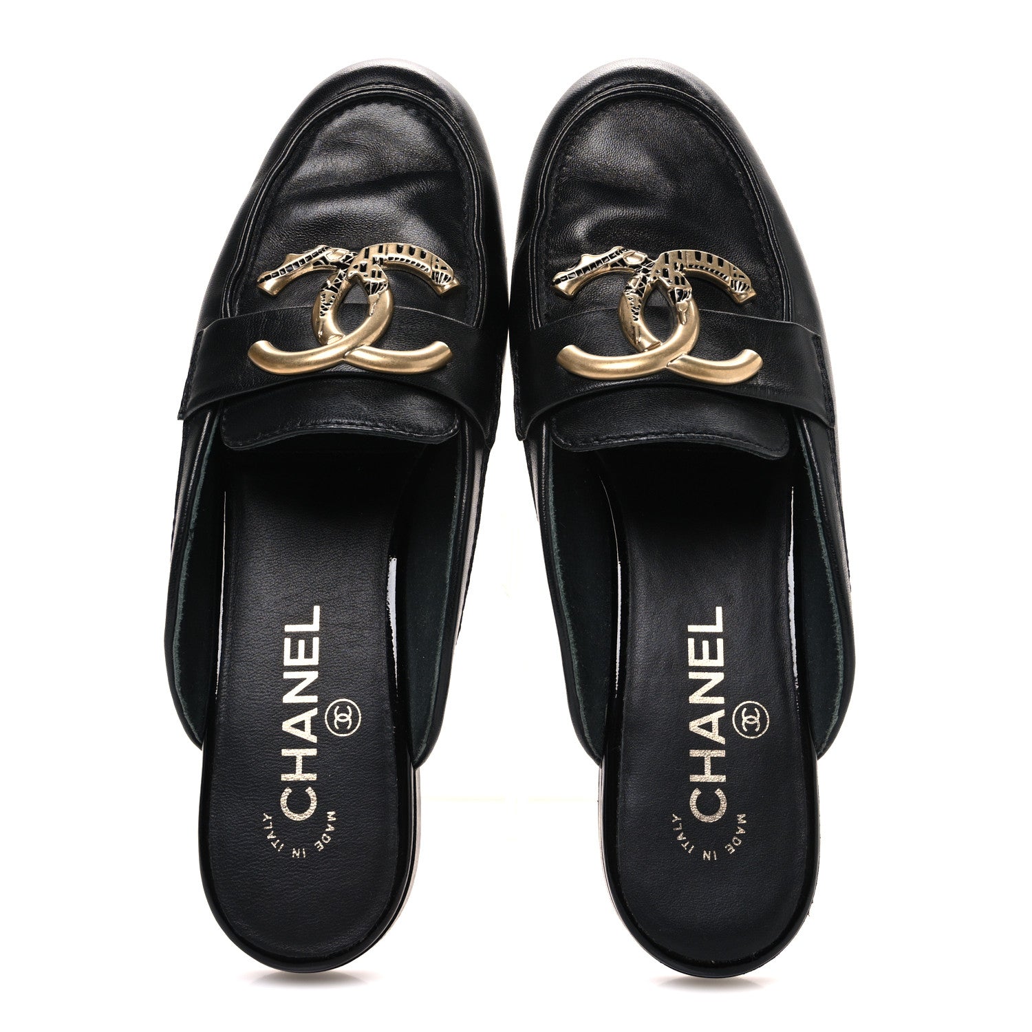 Chanel Lambskin CC Mules 38 Black 2 of 11