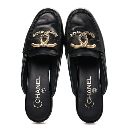 Chanel Lambskin CC Mules 38 Black 2 of 11