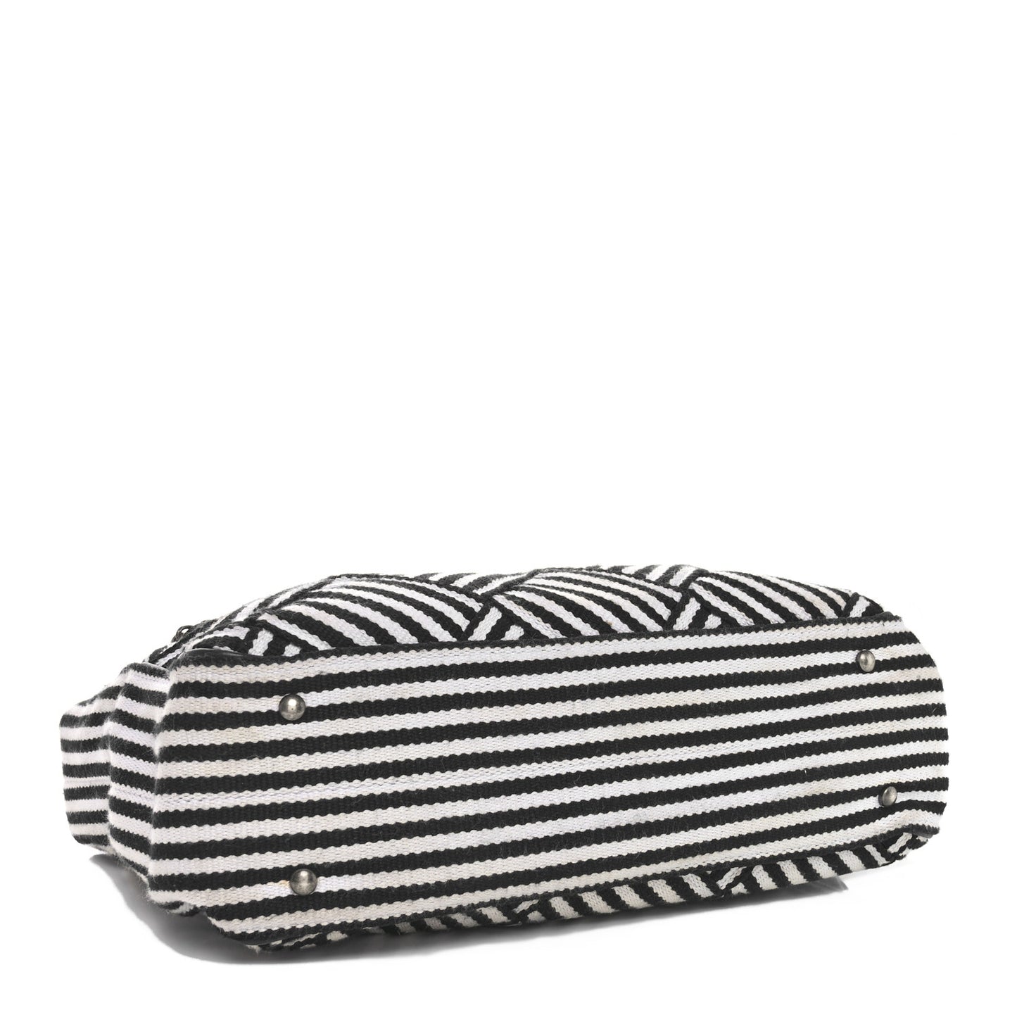 Woven Canvas Large Easy Shopping Tote Black White