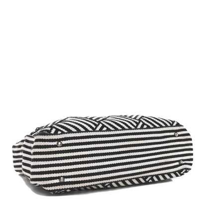 Chanel Woven Canvas Large Easy Shopping Tote Black White 4 of 10