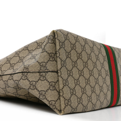 Gucci GG Supreme Monogram Textured Calfskin Web Medium Ophidia Shopping Tote Beige Ebony New Acero 9 of 10