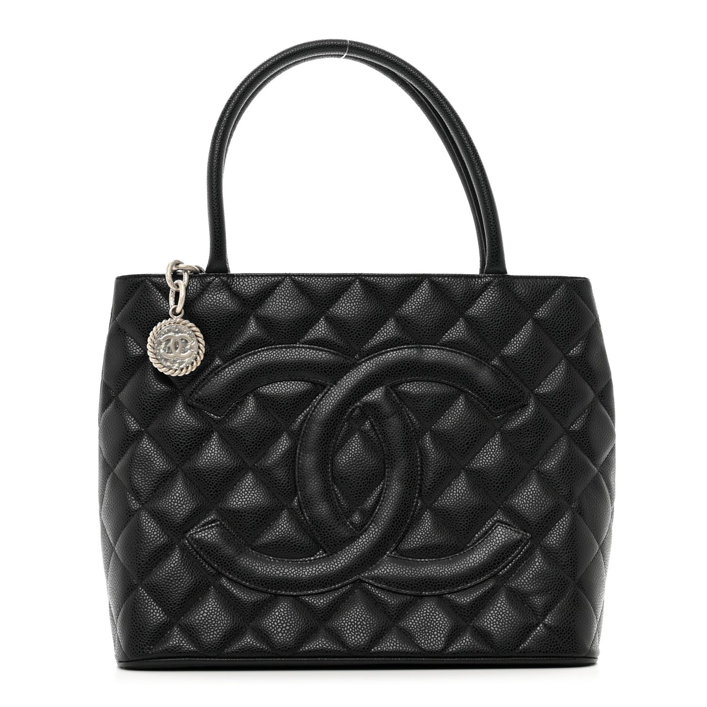 Caviar Quilted Medallion Tote Black