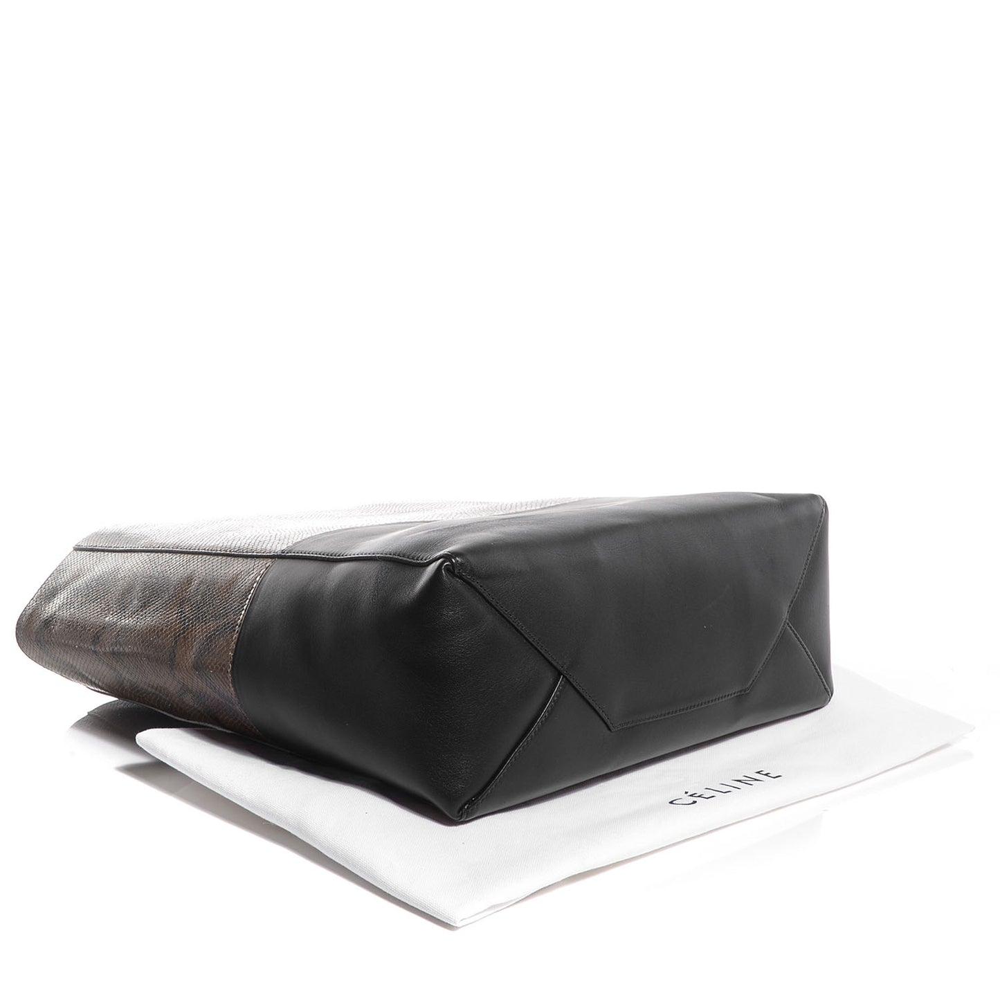 Python Embossed Vertical Bi-Cabas Khaki Black