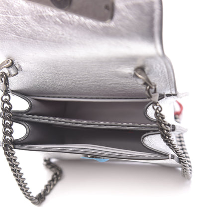 Valentino Garavani Metallic Calfskin Vlogo Compact Wallet with Chain Silver 5 of 12