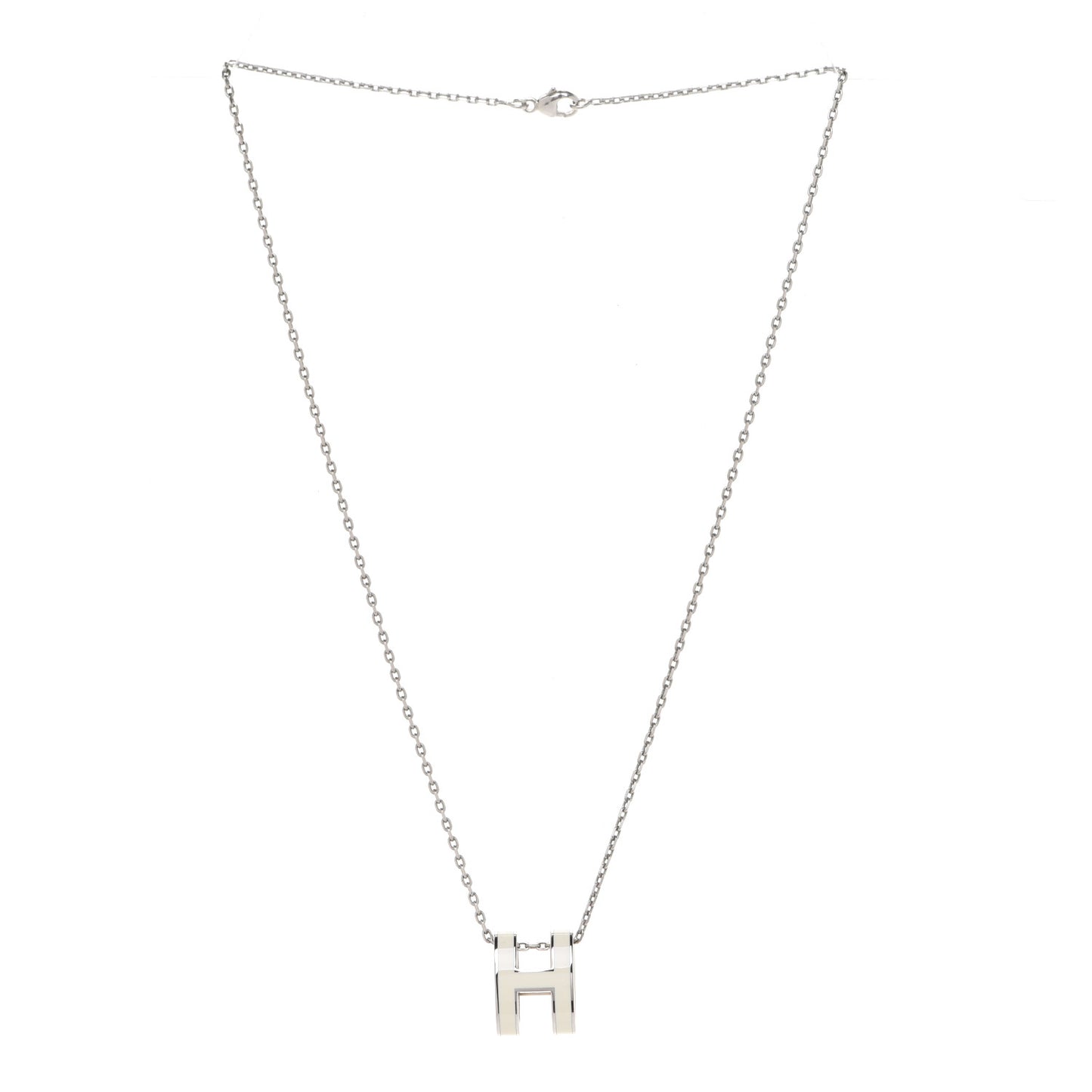 Lacquered Palladium Pop H Pendant Necklace White