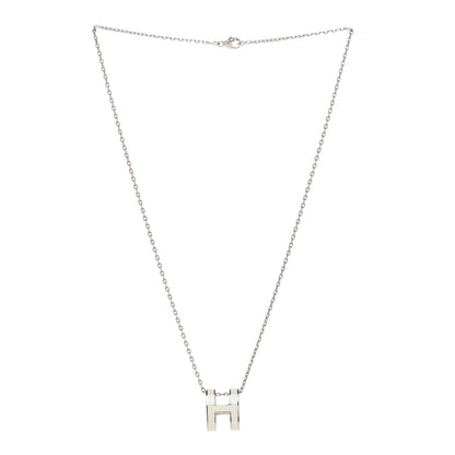 Hermes Lacquered Palladium Pop H Pendant Necklace White 3 of 8