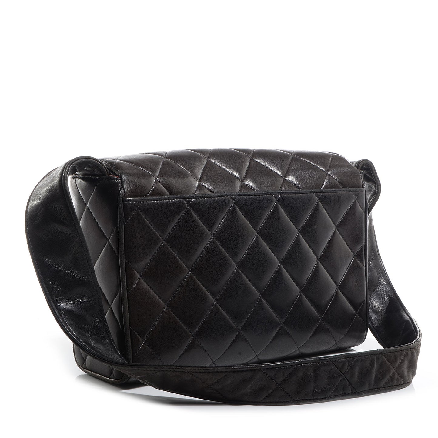 Lambskin Shoulder Flap Bag Black