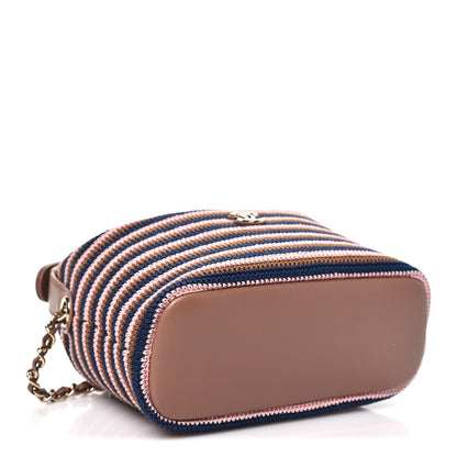 Chanel Crochet Lambskin Coco Crochet Hobo Clutch With Chain Brown Pink Navy 4 of 12