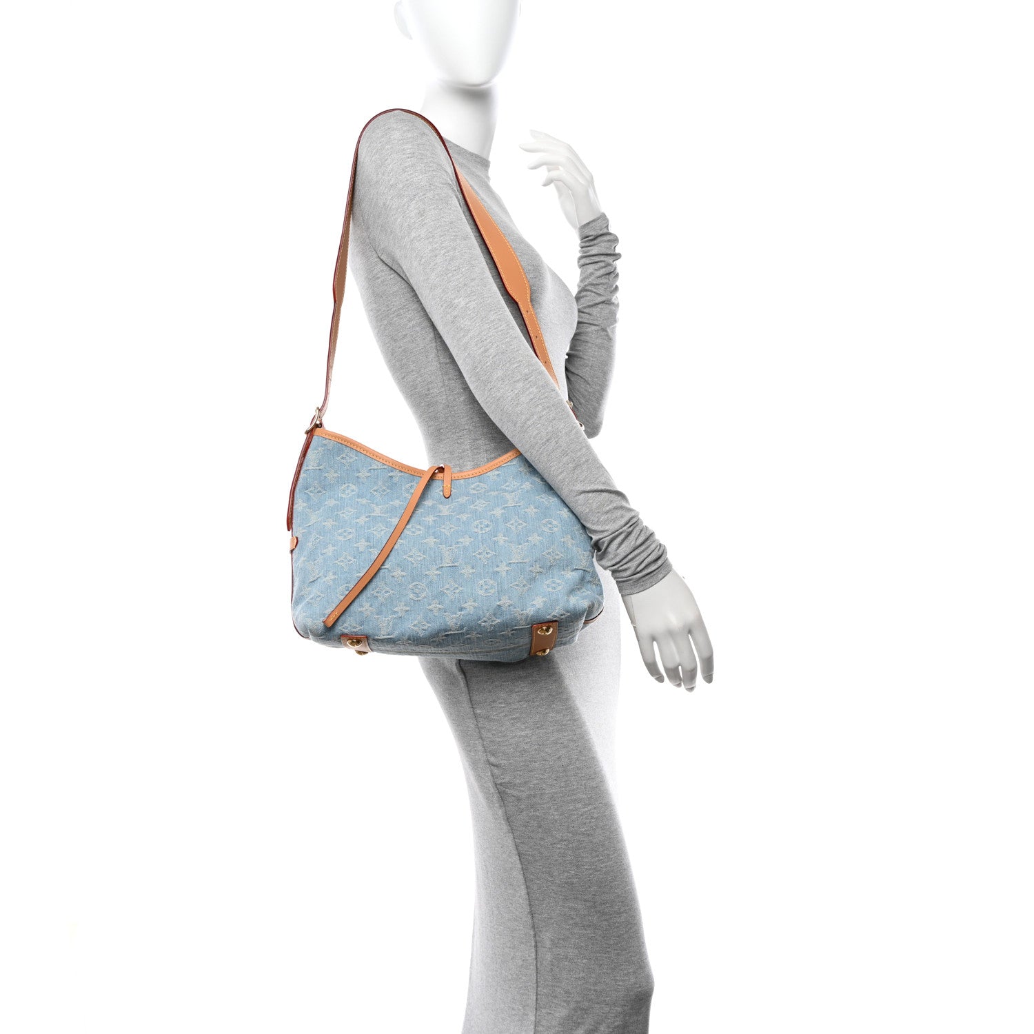 Louis Vuitton Monogram Denim CarryAll PM Sky Blue 2 of 10