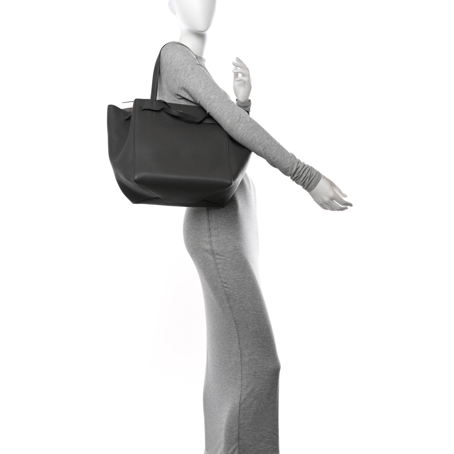 Soft Grained Calfskin Small Belt Cabas Phantom Grey