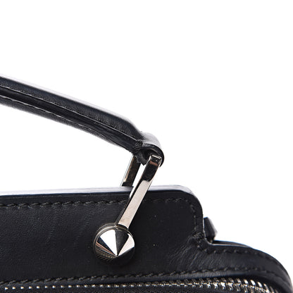 Fendi Vitello Baltico Dolce Shiny Nappa Lace Up DotCom Satchel Black Blue 11 of 17